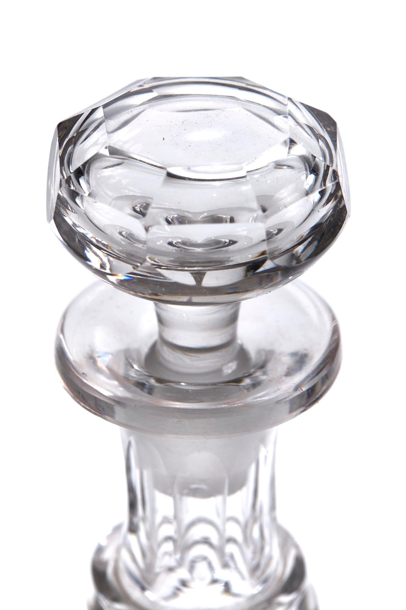 This is a 19th century antique cut glass decanter with original cut glass stopper. It is in perfect condition.