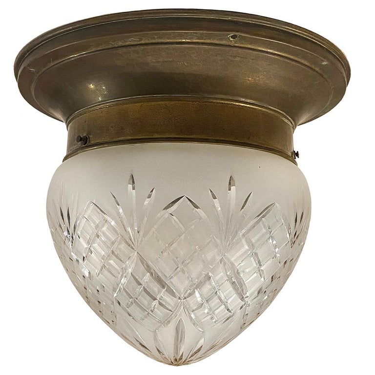 Antique Cut Glass Flush Mounted Light Fixture For Sale at 1stDibs