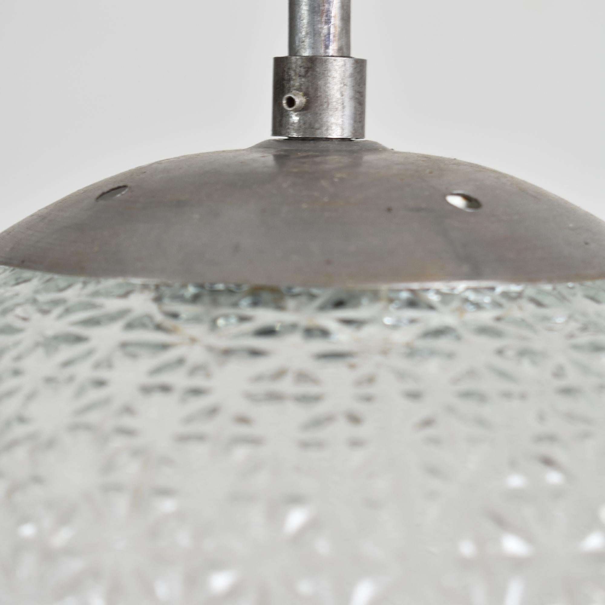 Antique Cut Glass Holopahne Globe Church Pendant Light In Good Condition For Sale In Stockbridge, GB