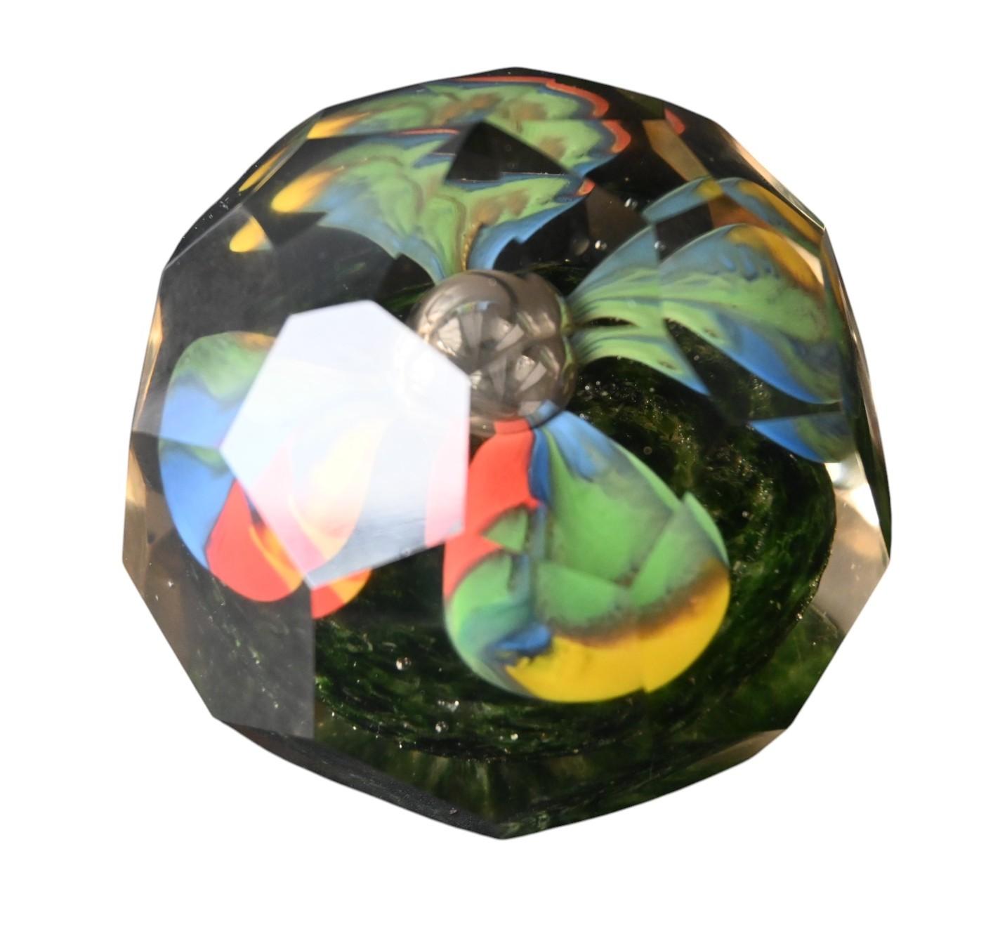 Bohemian Antique Cut Glass Paperweight – Flowers In Inclusion (bohemian Style). For Sale