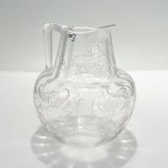Antique Cut Glass Pitcher with Birds & Phoenix Attributed to Stevens & Williams