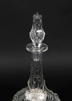 Antique Cut Glass Ship's Sherry Decanter with Silver Label Circa 1920