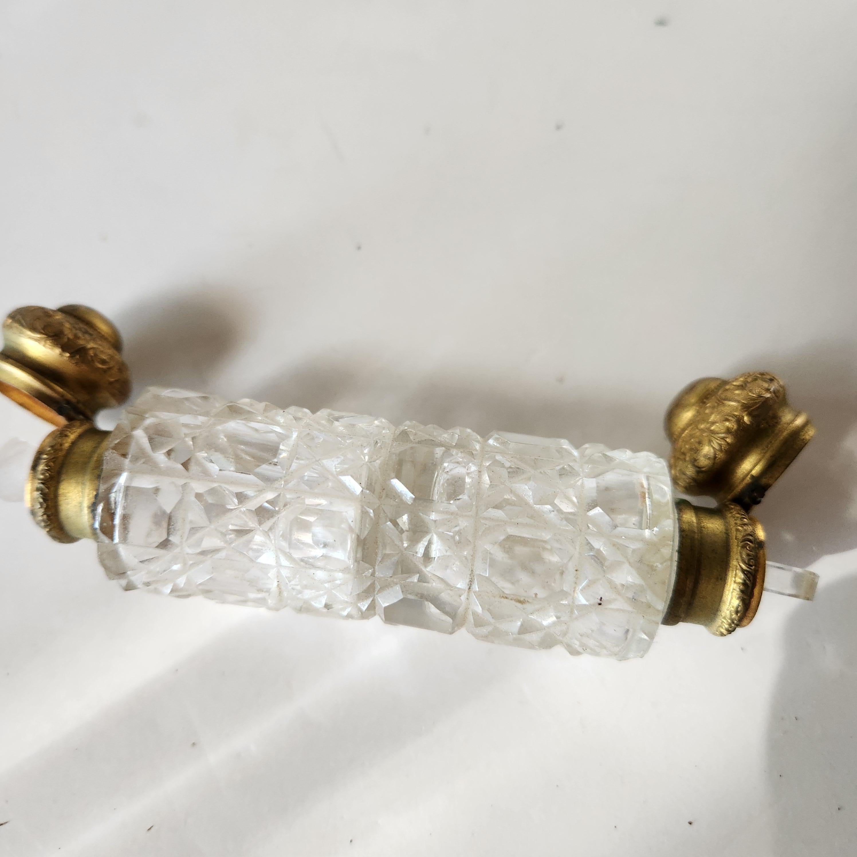 Brass Antique Cut Glass Victorian Scent Bottle Double Ended