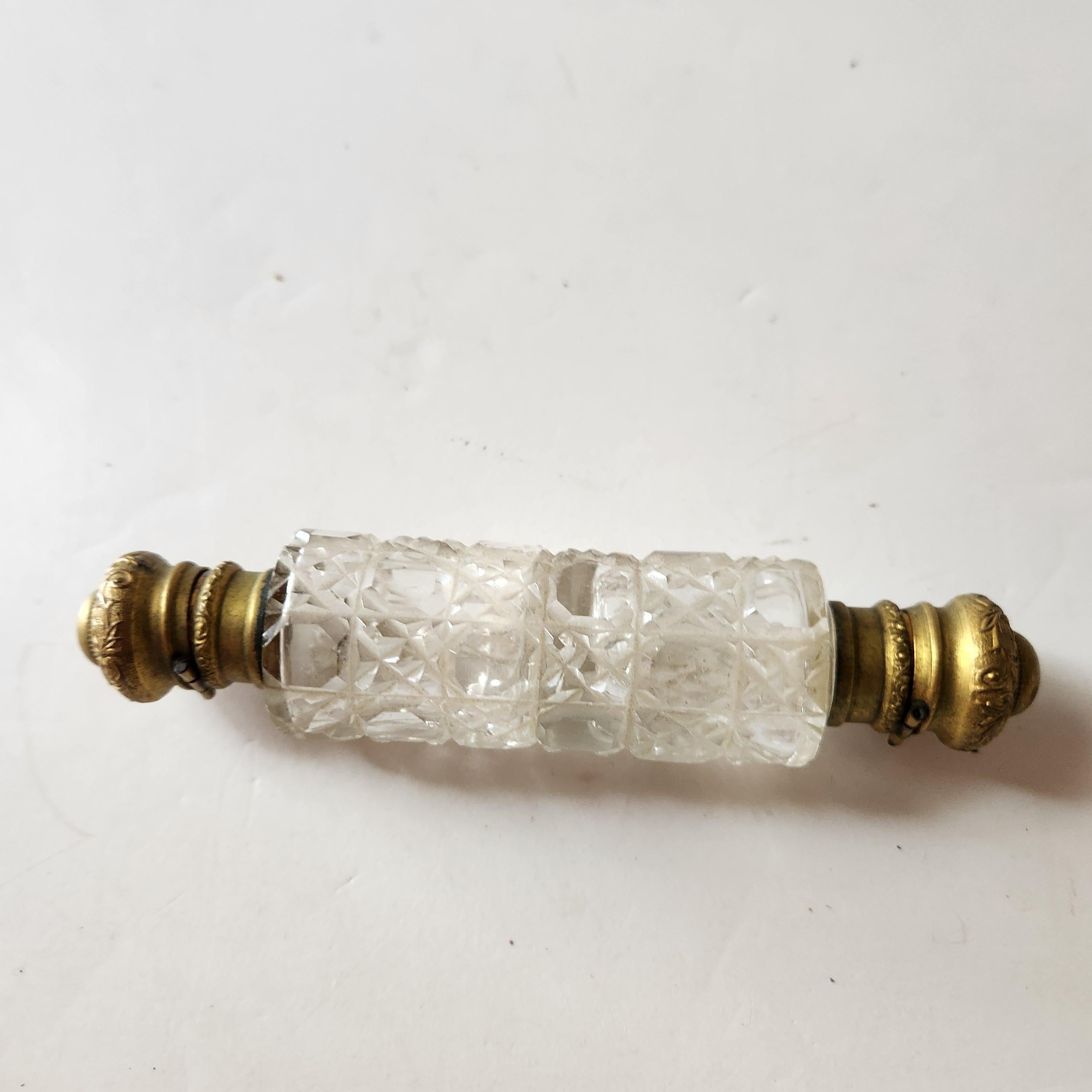 Antique Cut Glass Victorian Scent Bottle Double Ended 1