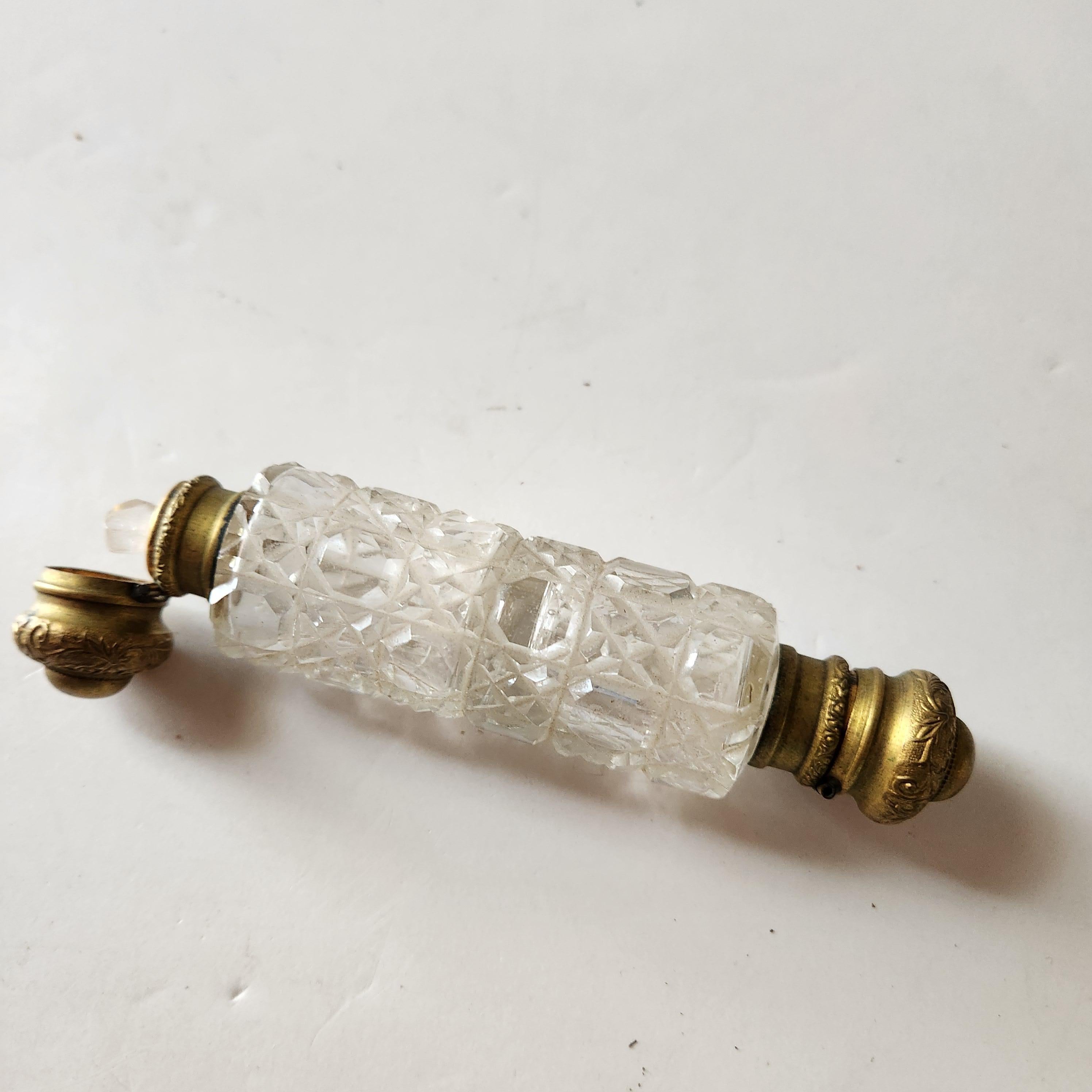 Antique Cut Glass Victorian Scent Bottle Double Ended 4