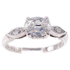 Antique Cut Oval Diamond Platinum Diamond Engagement Ring