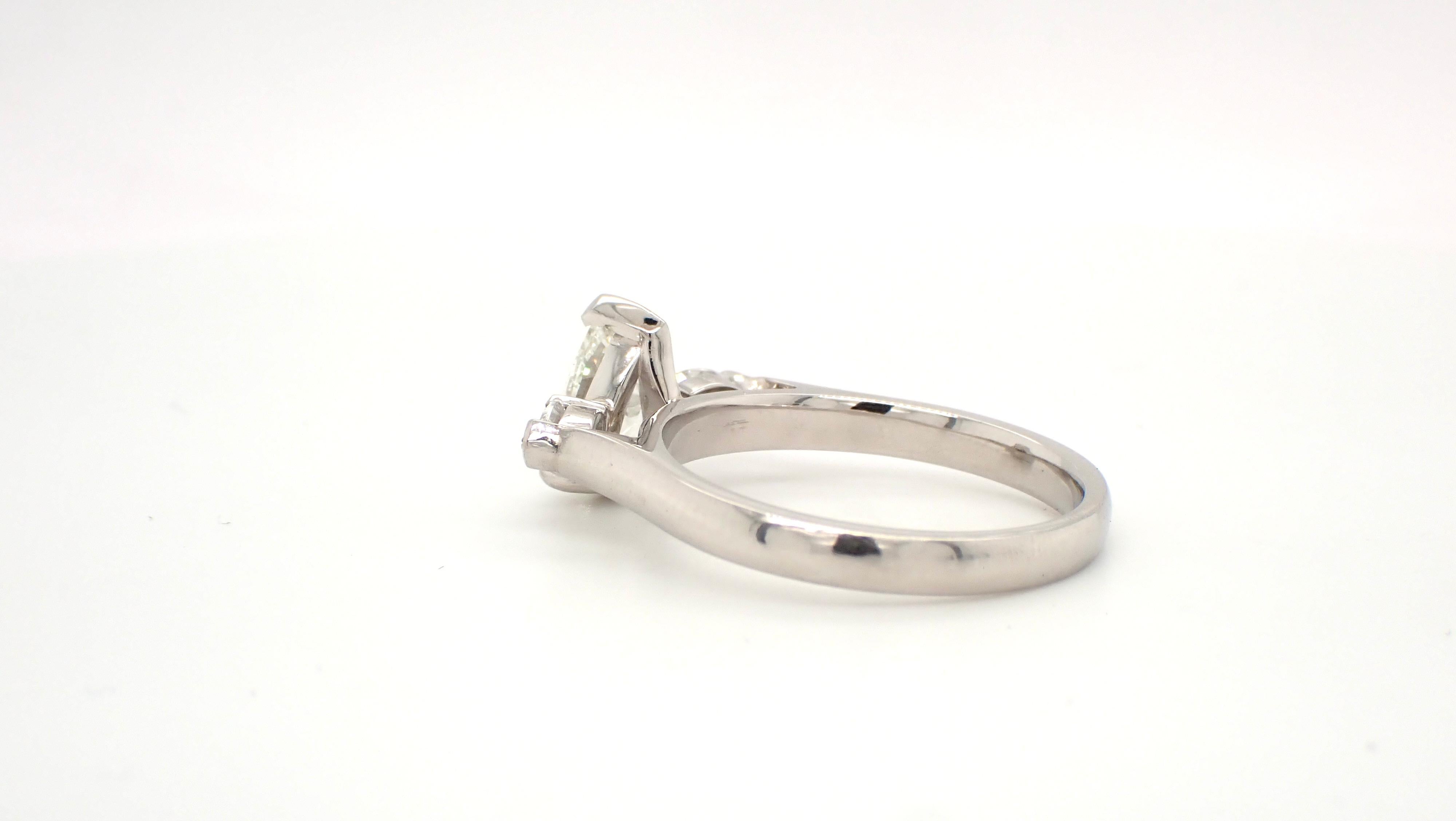 Pear Cut Antique Cut Pear Diamond Platinum Engagement Ring For Sale