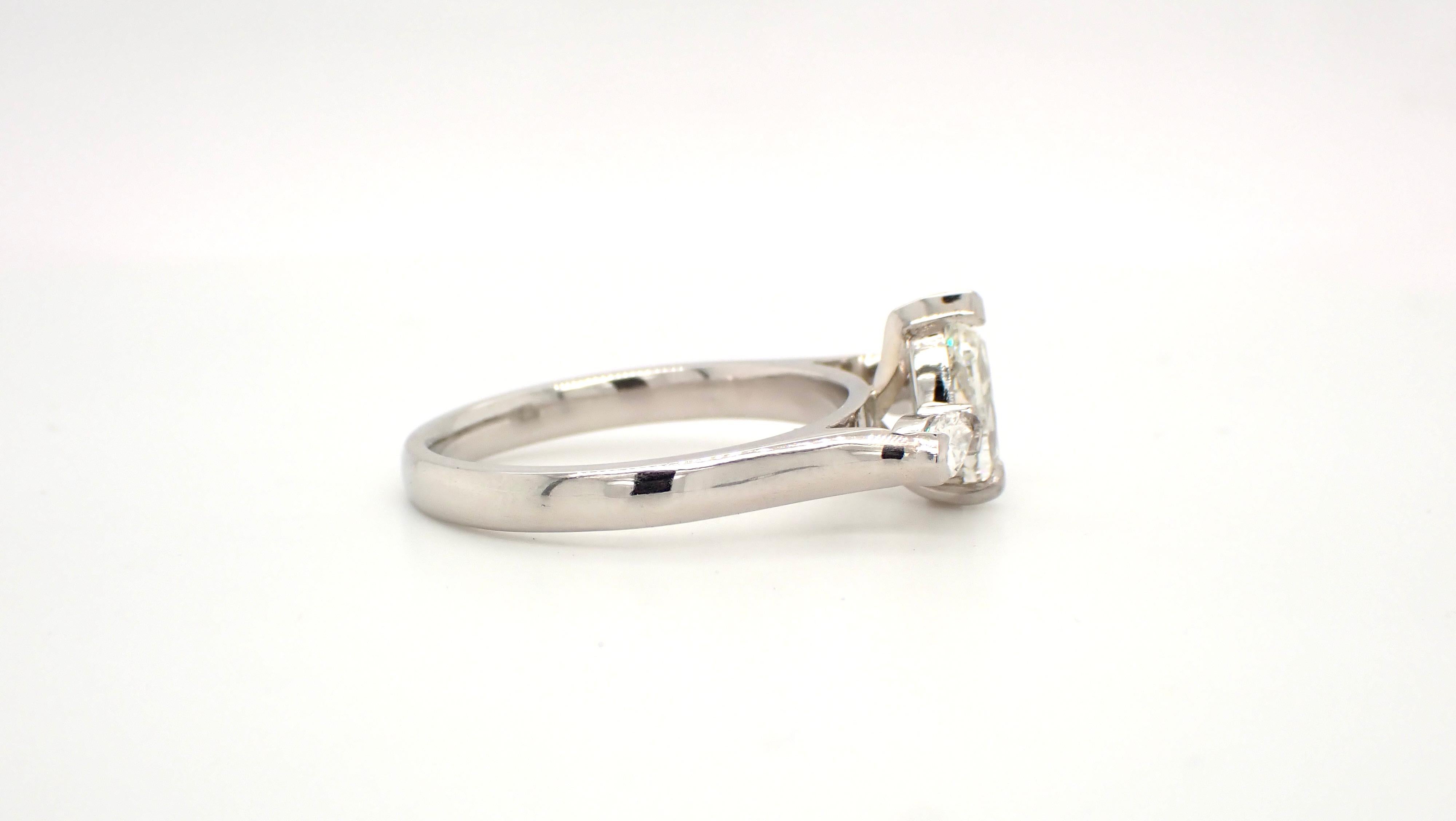 Women's Antique Cut Pear Diamond Platinum Engagement Ring For Sale