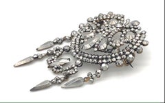 Antique Early 19th Century Scallop Shape Cut Steel Tassel Brooch