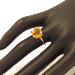 Anello in oro rosa 9 carati con citrino giallo taglio antico realizzato a mano in Italia