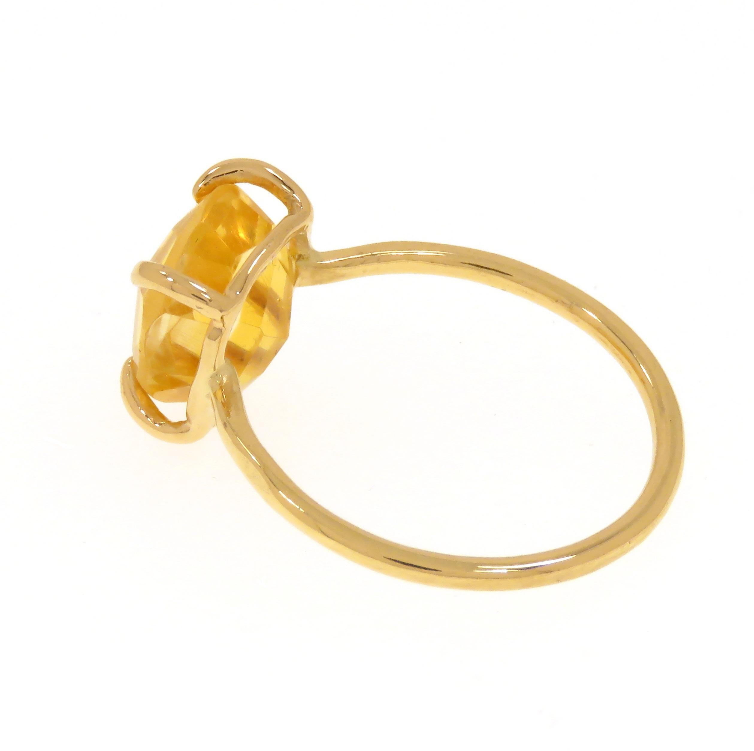 Antique Cut Yellow Citrine 9 Karat Rose Gold Ring Handcrafted in Italy In New Condition For Sale In Milano, IT