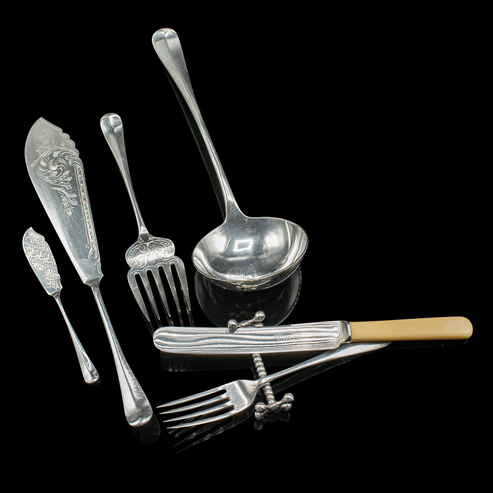 Antique Cutlery Canteen, English, Oak, Flatware Chest, Walker & Hall, Edwardian For Sale 6