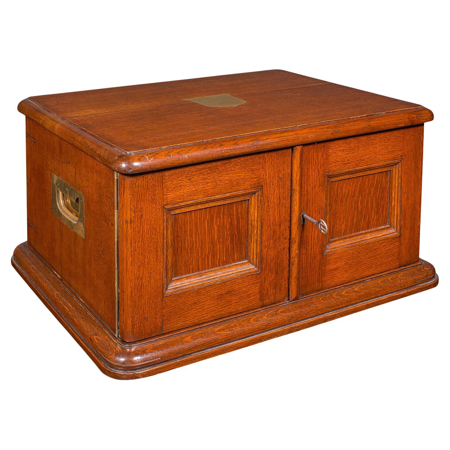 Antique Cutlery Canteen, English, Oak, Flatware Chest, Walker & Hall, Edwardian For Sale