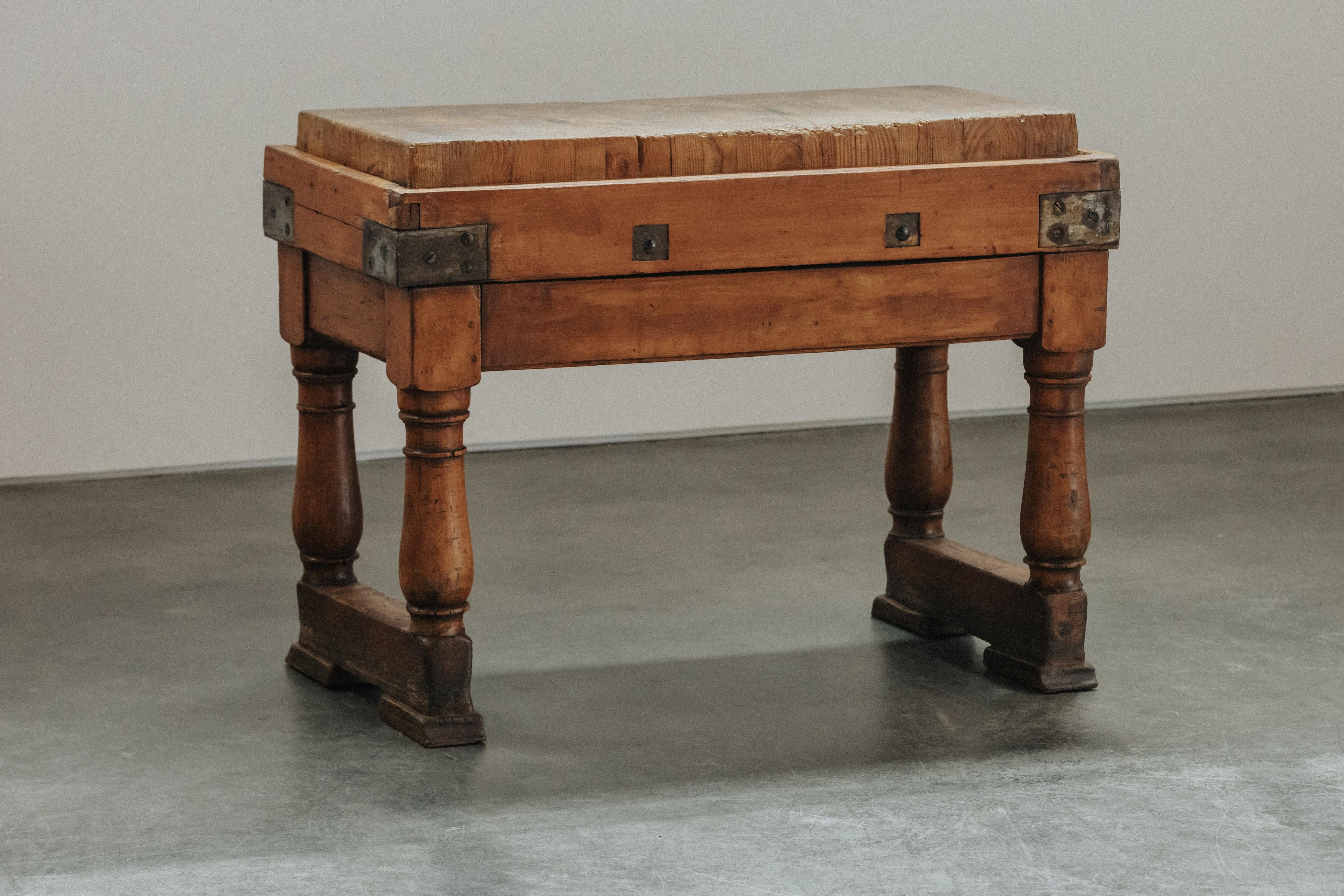 European Antique Cutting Board Table From Switzerland, Circa 1920 For Sale