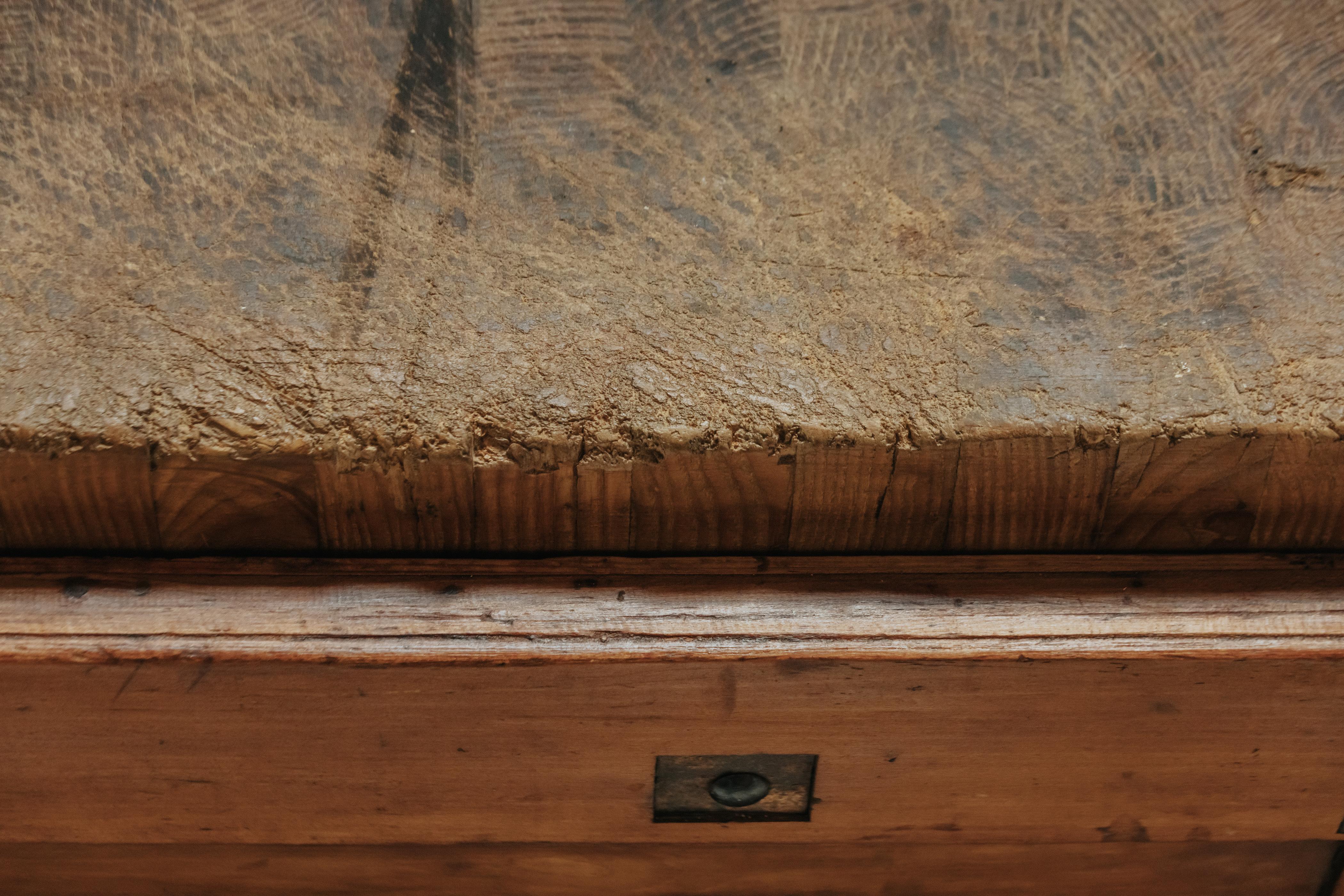 Pine Antique Cutting Board Table From Switzerland, Circa 1920 For Sale