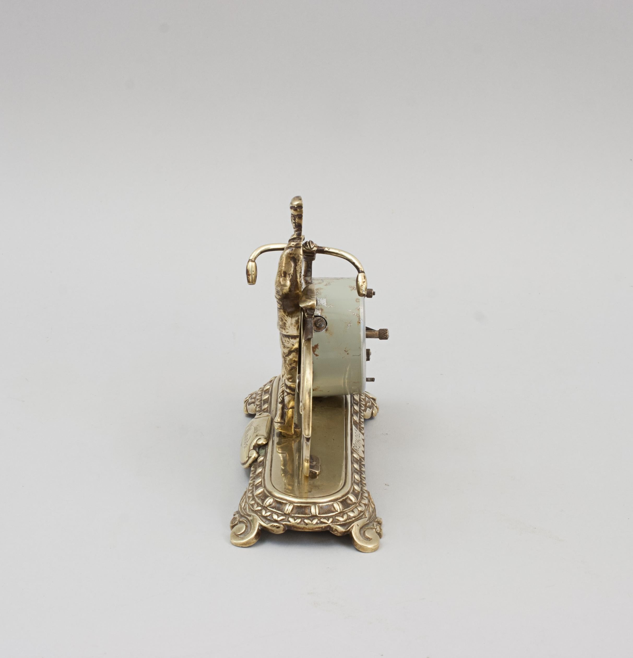 Antique Cycling Clock in Brass For Sale 6