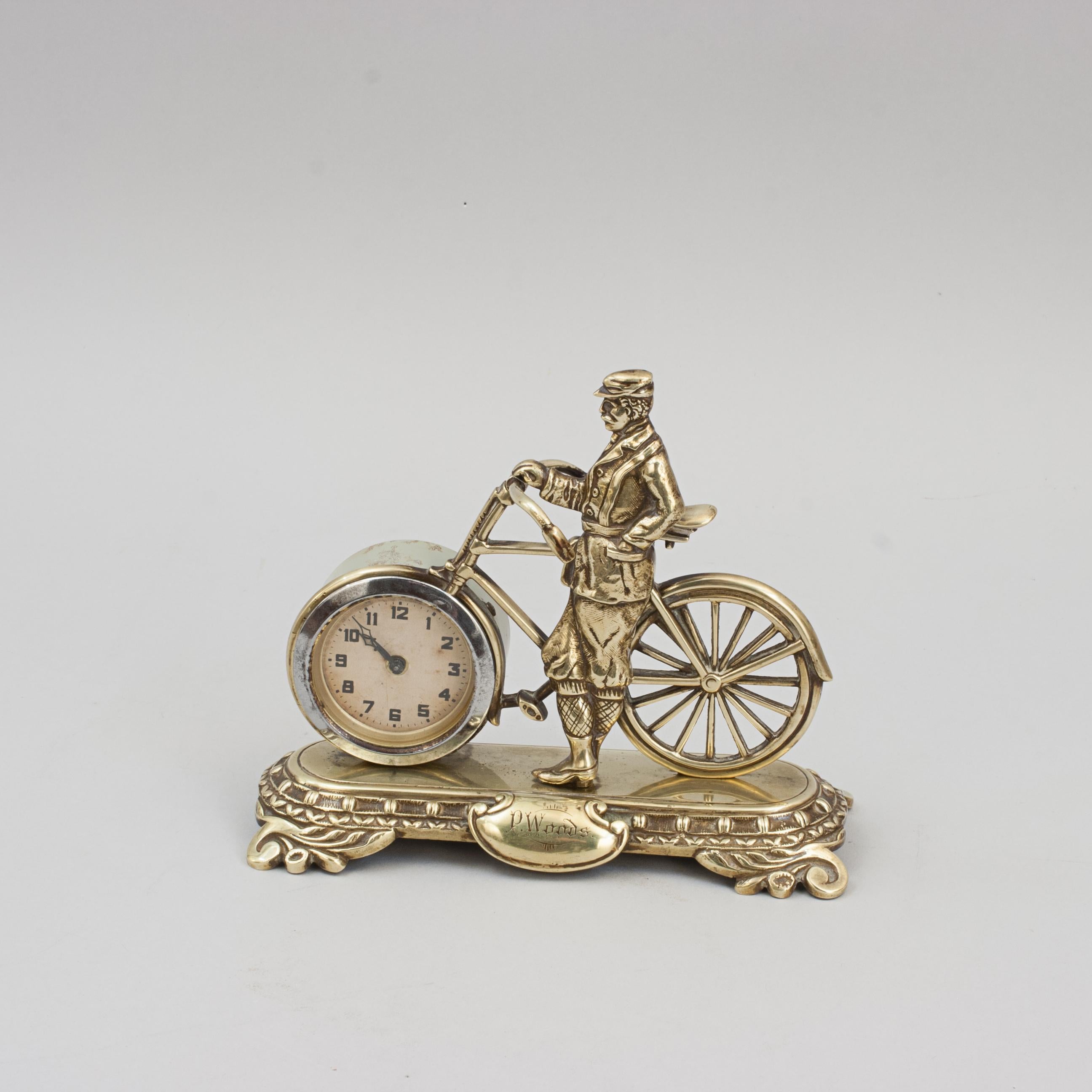 Antique Cycling Clock in Brass For Sale 8