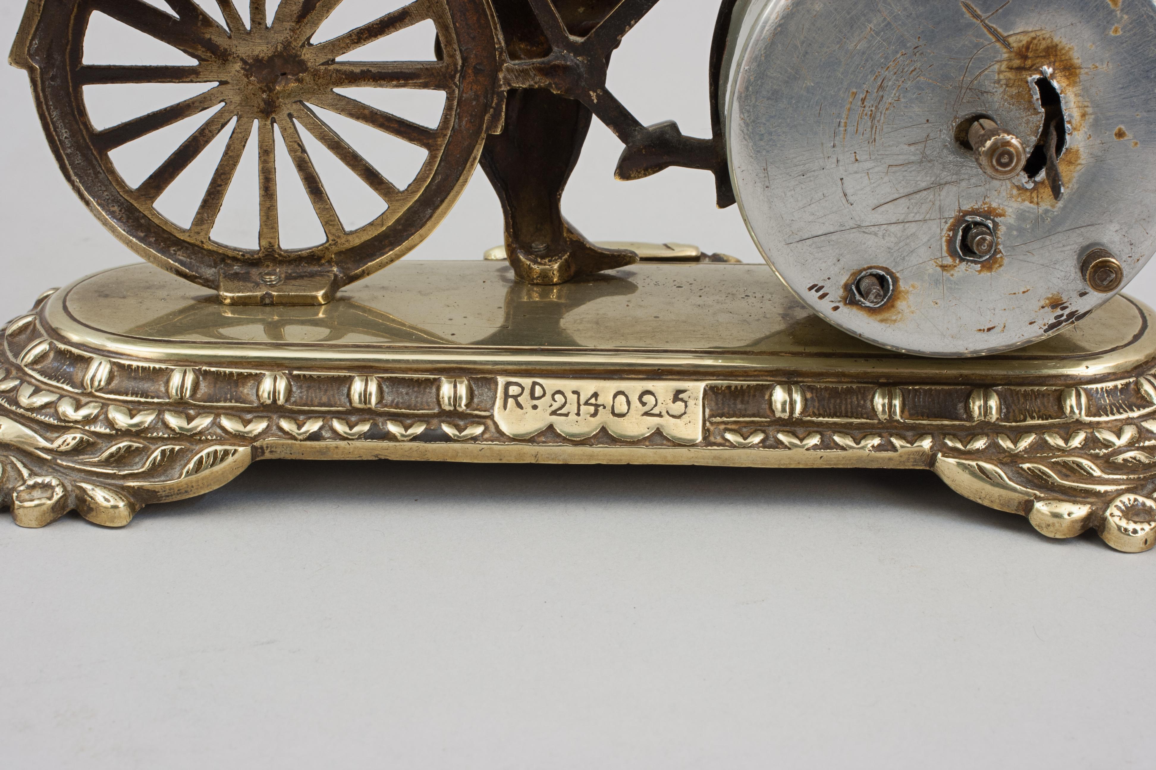 Late 19th Century Antique Cycling Clock in Brass For Sale