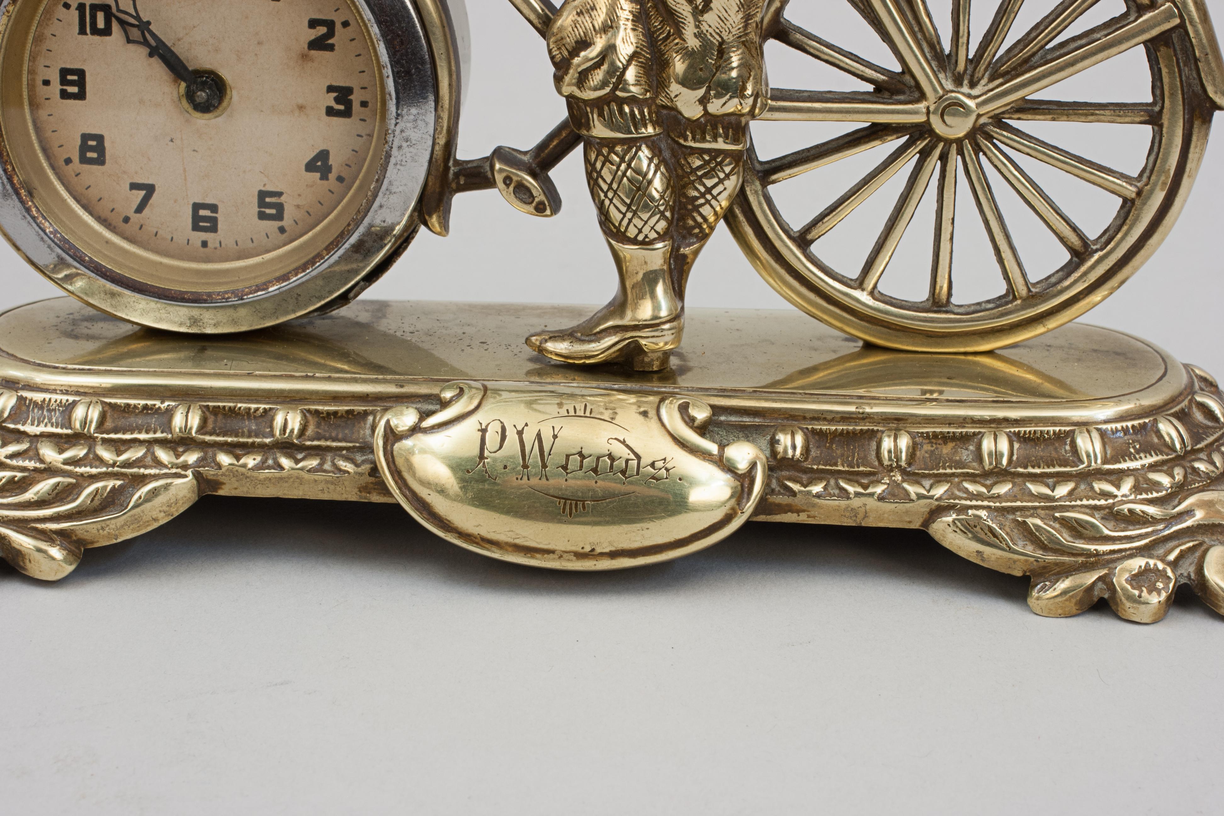 Antique Cycling Clock in Brass For Sale 1