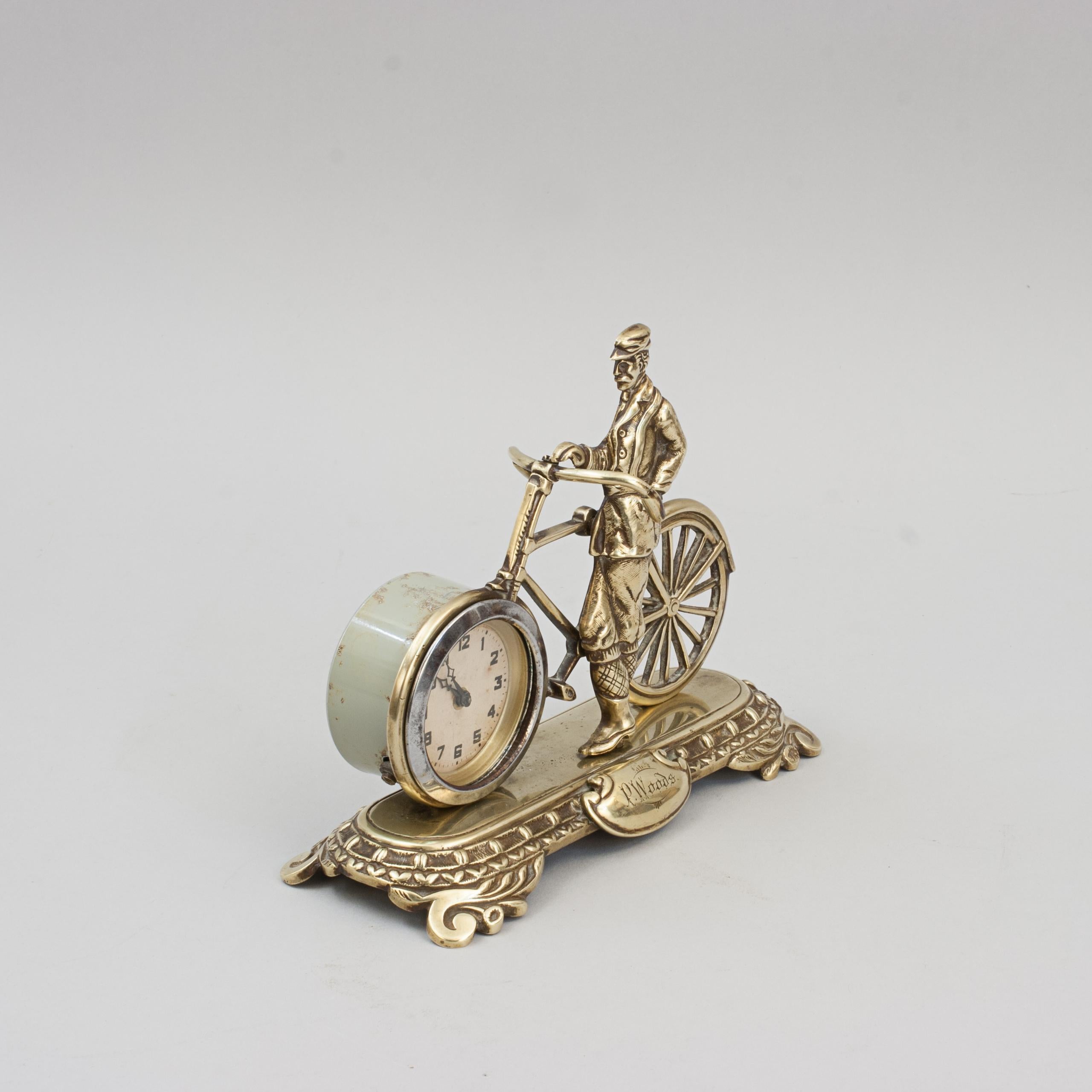 Antique Cycling Clock in Brass For Sale 3