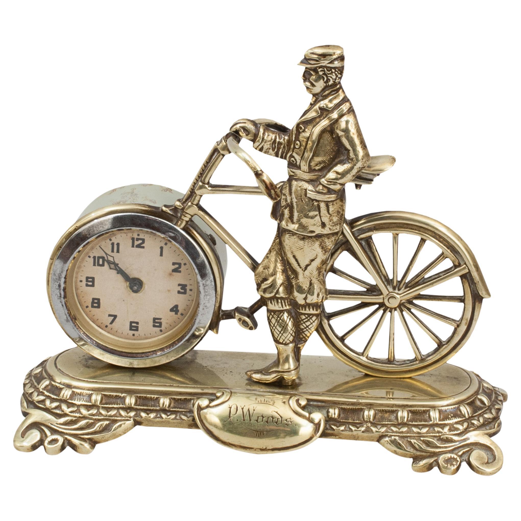 Antique Cycling Clock in Brass