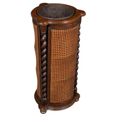 Antique Cylindrical Stick Stand, English, Oak, Reception, Umbrella, Edwardian