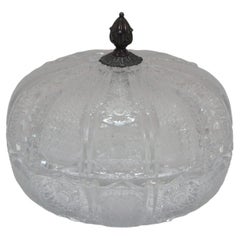 Antique Czech Bohemian Cut Crystal Lidded Box Bowl Compote Candy Dish 8"