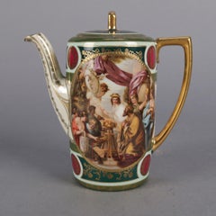 Antique Czech Classical Pictorial and Gilt Royal Vienna Porcelain Tea Set