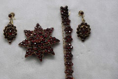 Antique Czech Pigeon Blood Red Pyrope Garnet Set