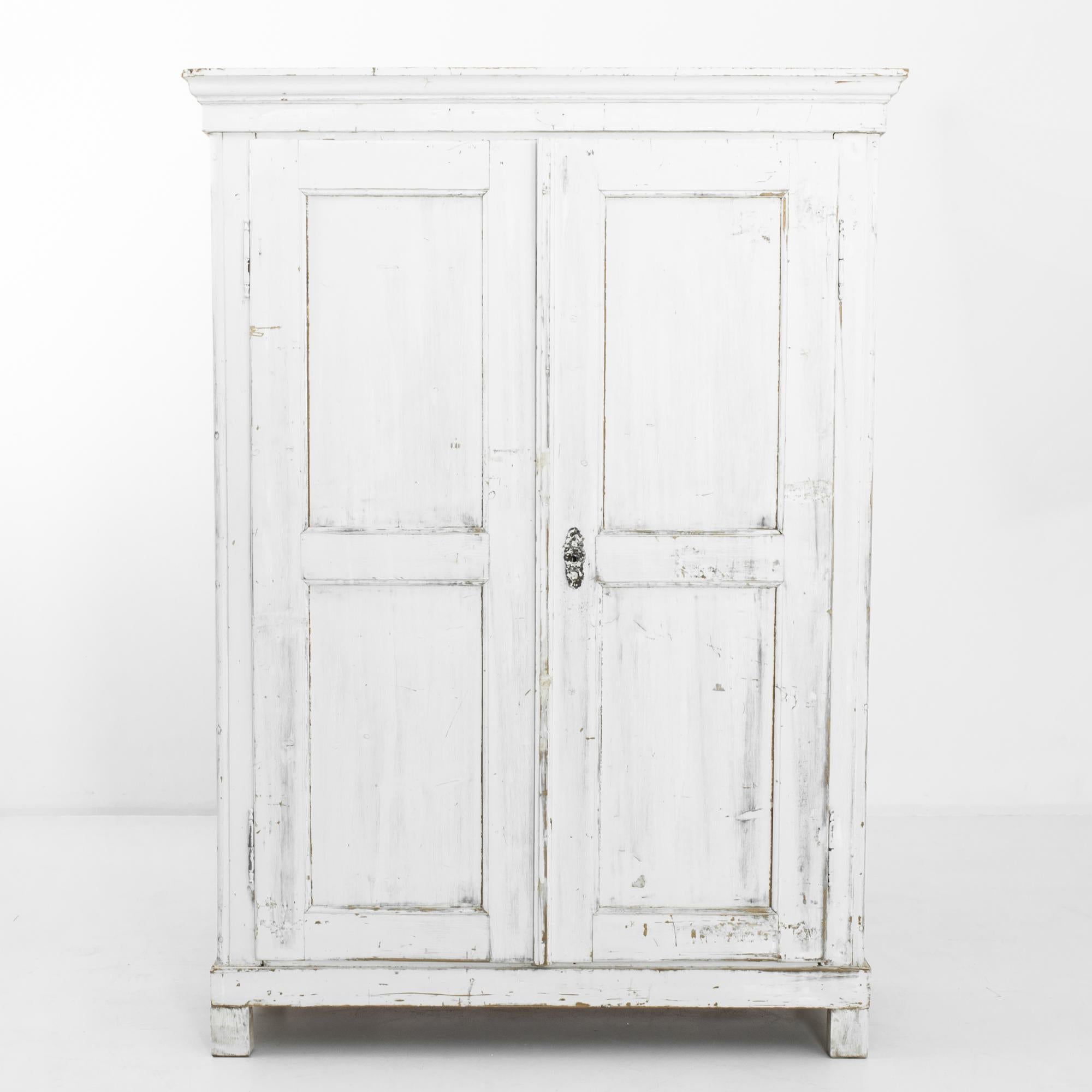Antique Czech White Painted Armoire 3