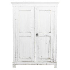 Antique Czech White Painted Armoire