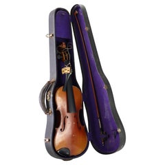 Antique Czechoslovakian Brescia Style Student Violin, Bow & Case 19thC