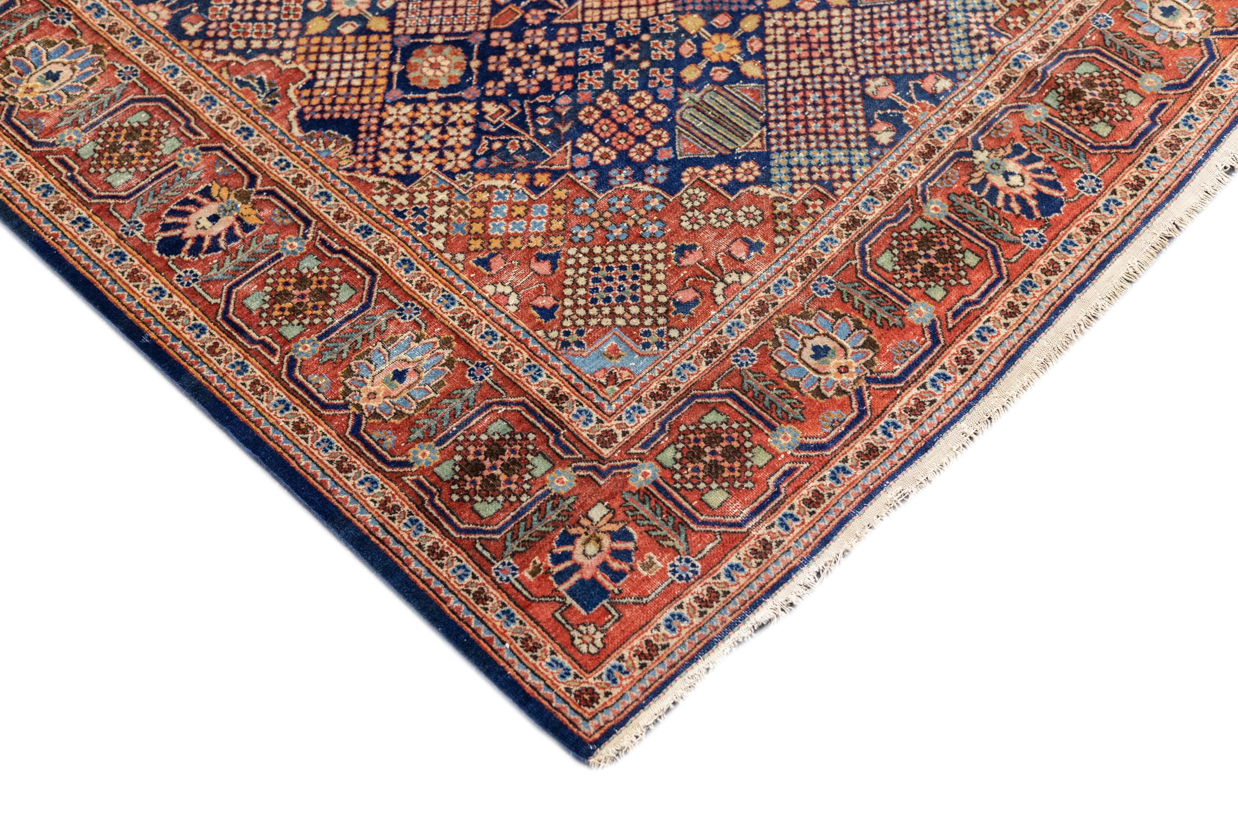 Perse Tapis ancien Dabir Kashan 4'2'' x 6'5'' en vente