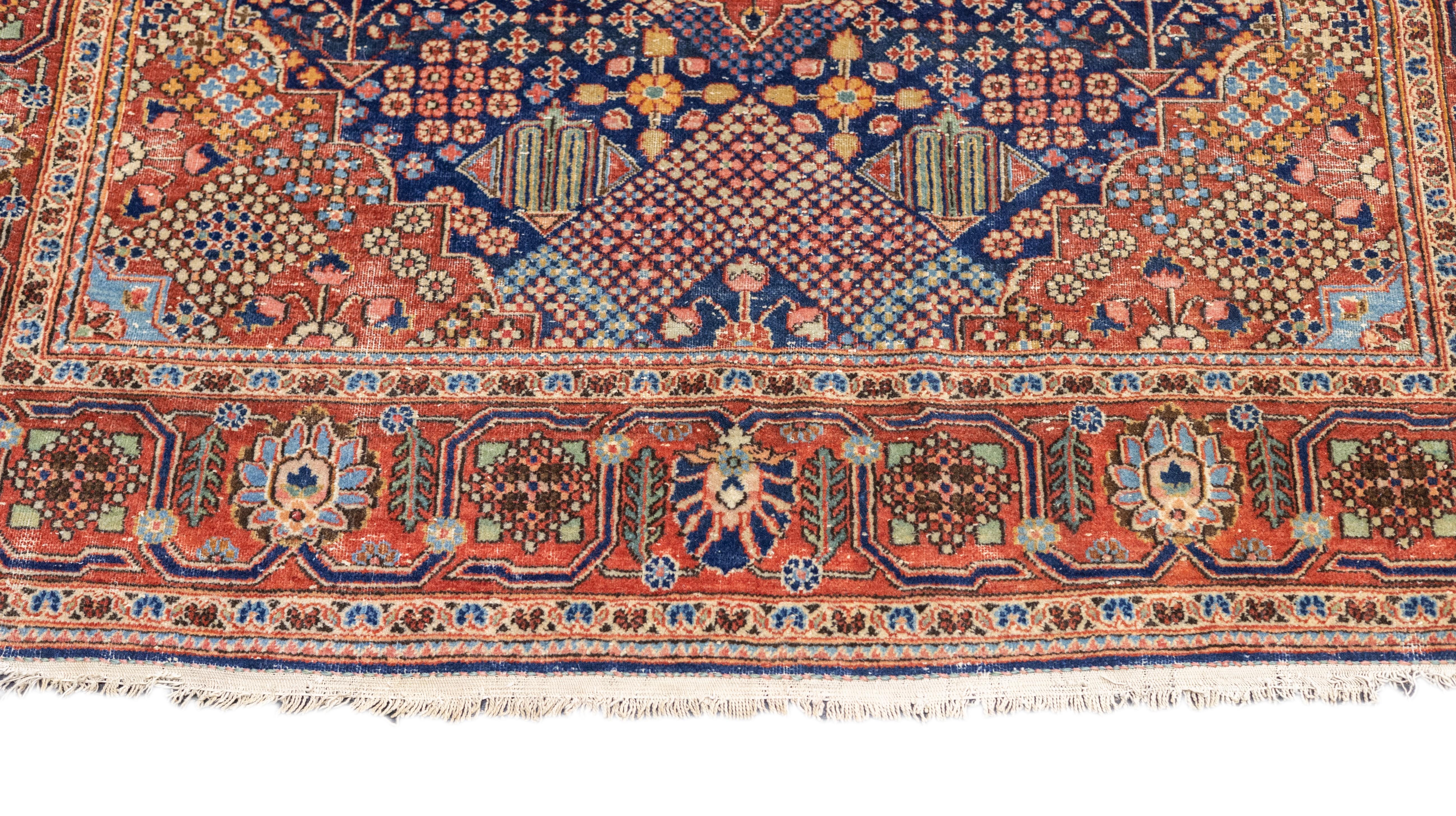 Noué à la main Tapis ancien Dabir Kashan 4'2'' x 6'5'' en vente