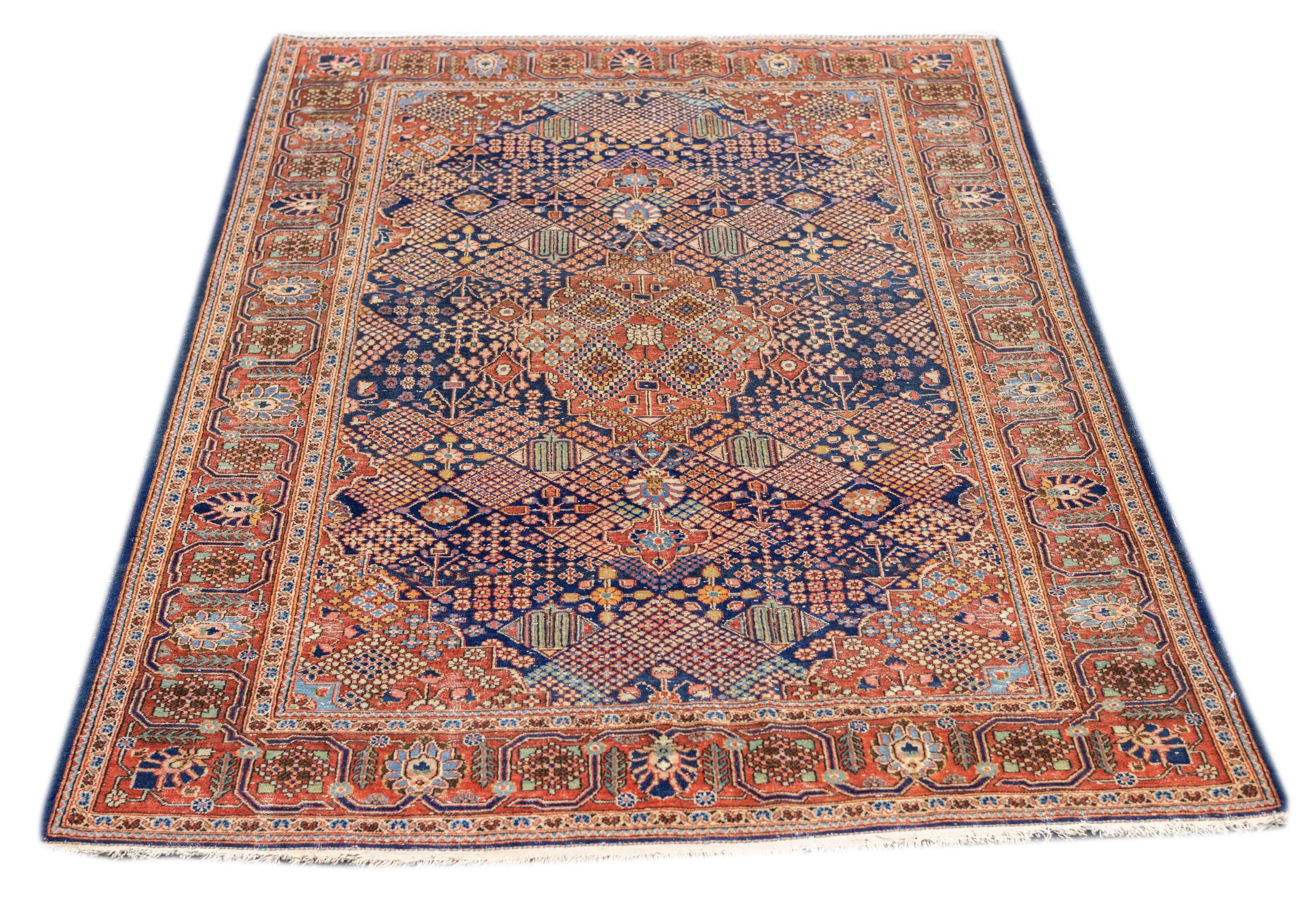 XIXe siècle Tapis ancien Dabir Kashan 4'2'' x 6'5'' en vente