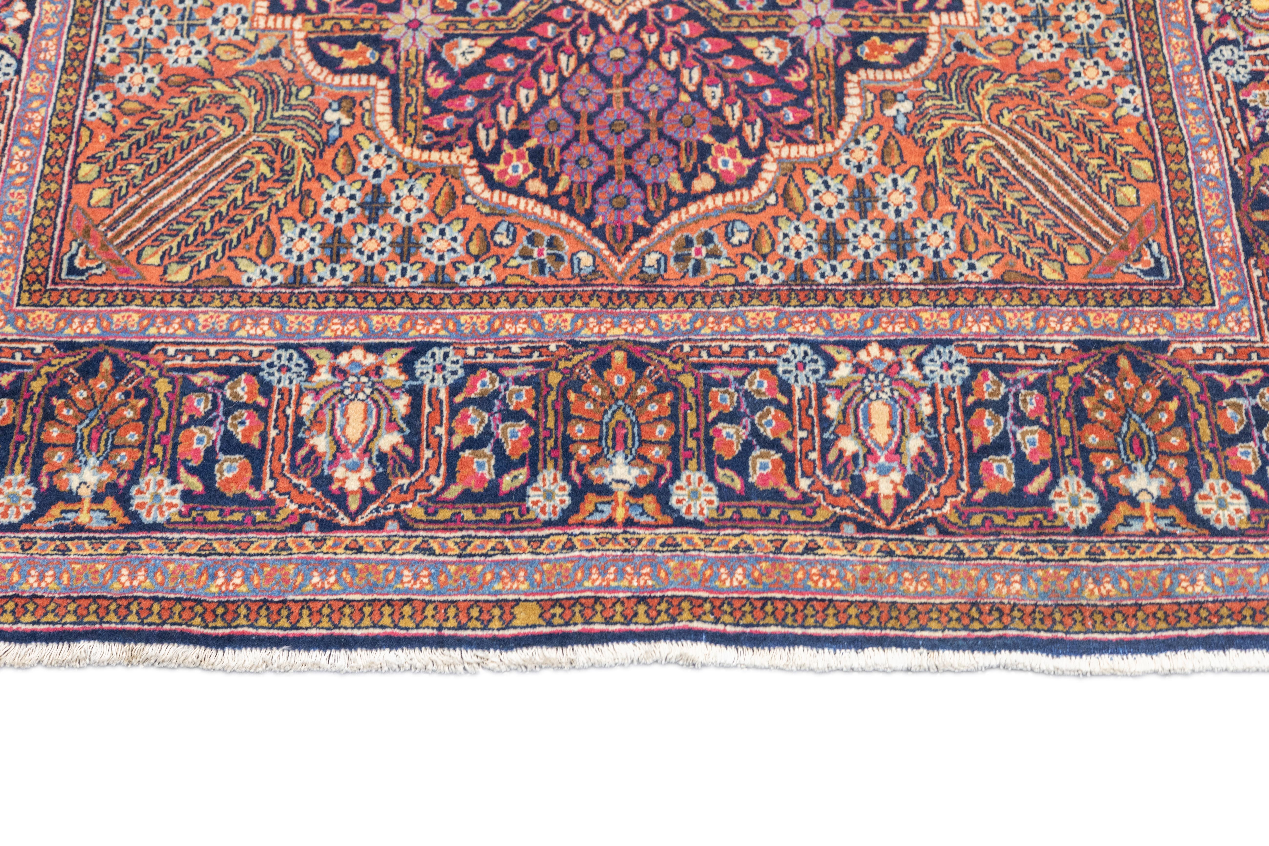 Antiker Dabir Kashan-Teppich 4'5'' x 6'10'' (Handgeknüpft) im Angebot
