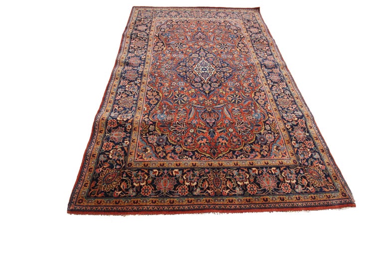 Antique Dabir Kashan Rug Persian Rug Kork Wool 1900 For Sale at 1stDibs
