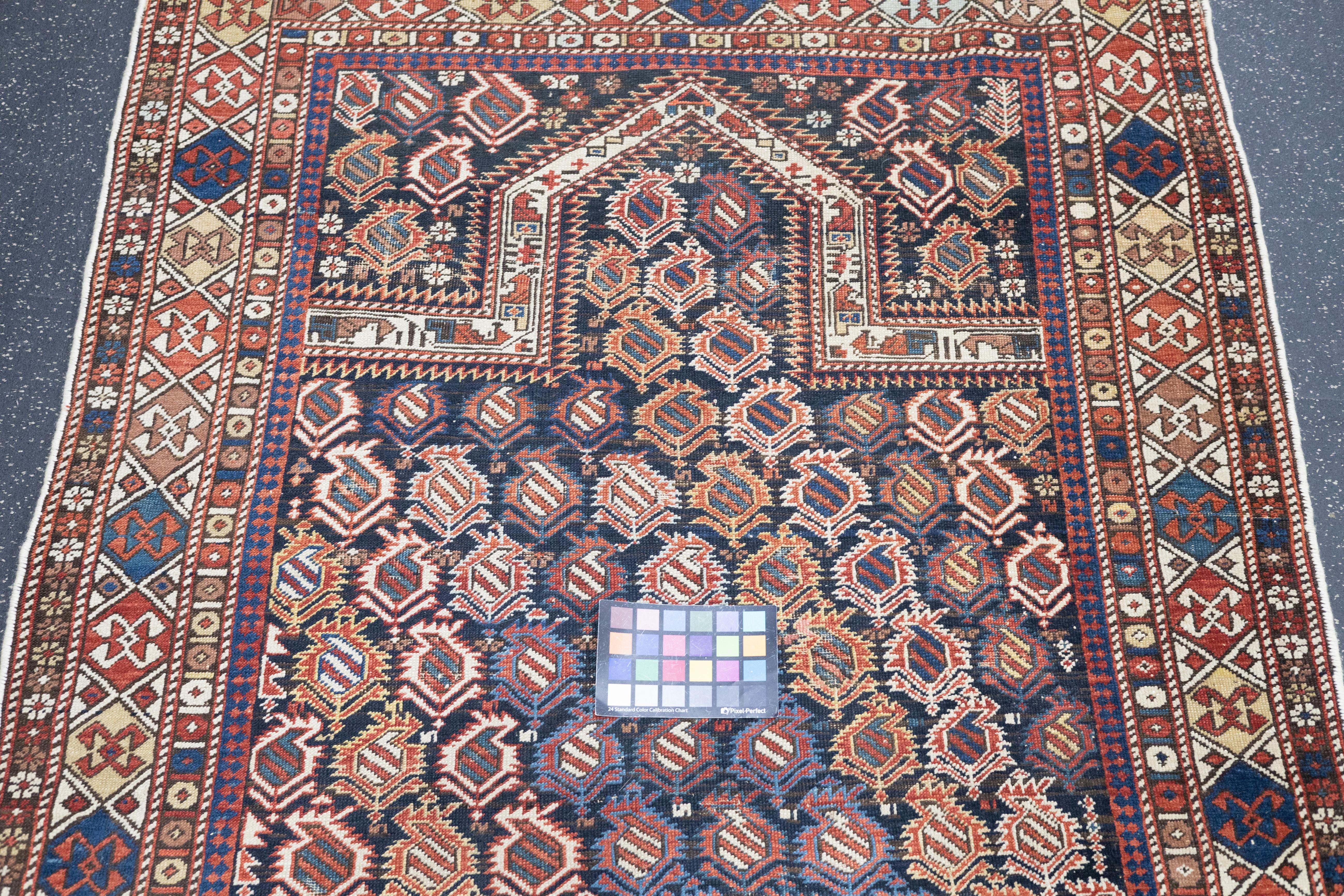 Hand-Knotted Antique Dagestan Marasali Rug 3'8'' x 4'6'' For Sale