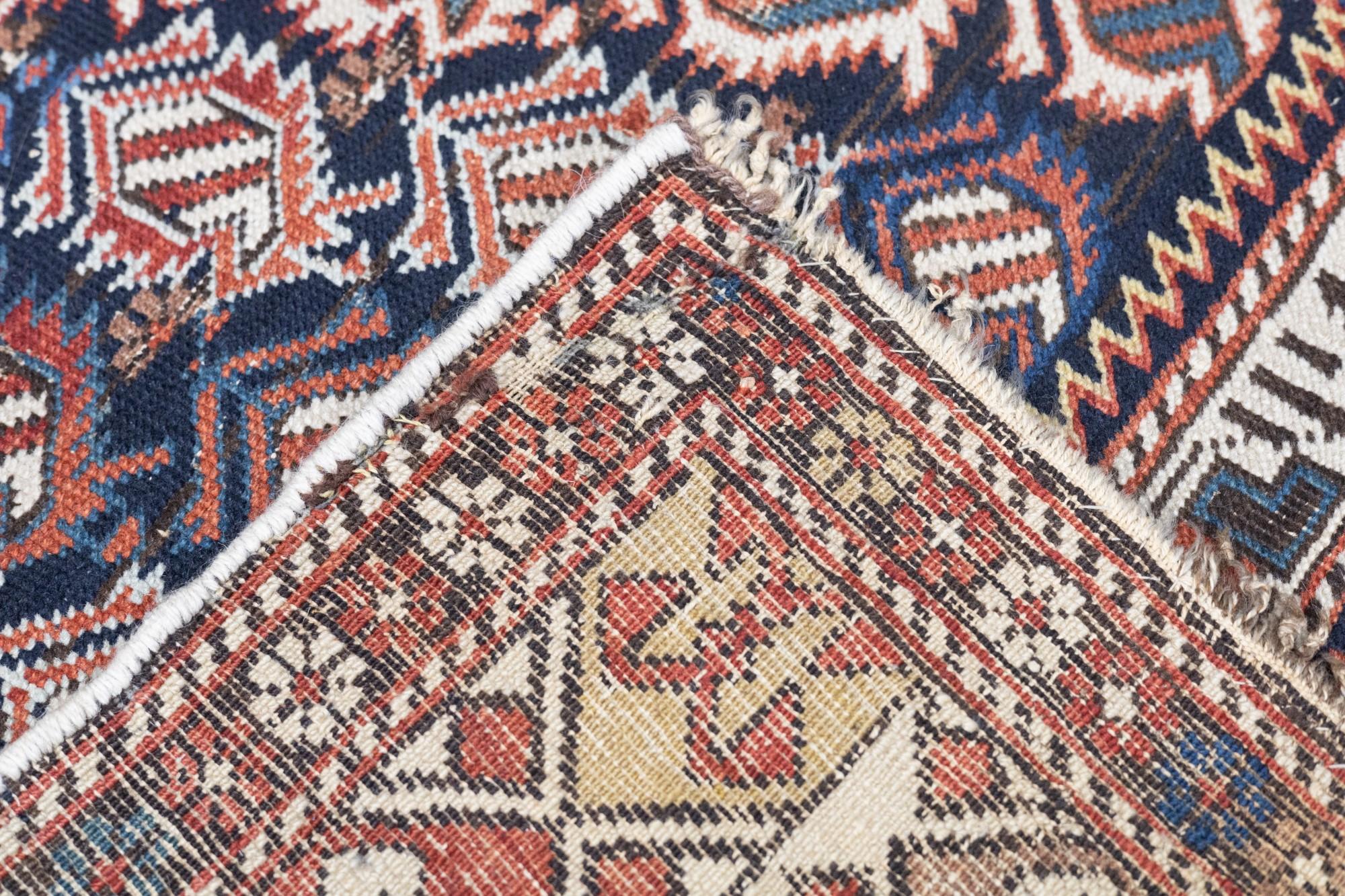 19th Century Antique Dagestan Marasali Rug 3'8'' x 4'6'' For Sale