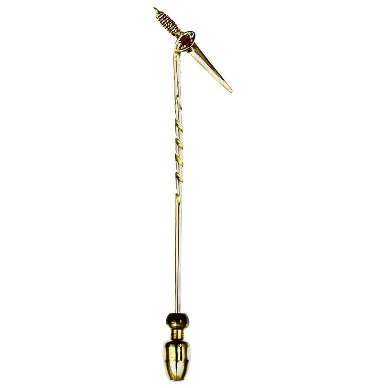 Antique Dagger/Knife Stick Pin with Ruby and Rose Cut Diamonds in 18 Carat  Gold For Sale at 1stDibs | celine ruby knife