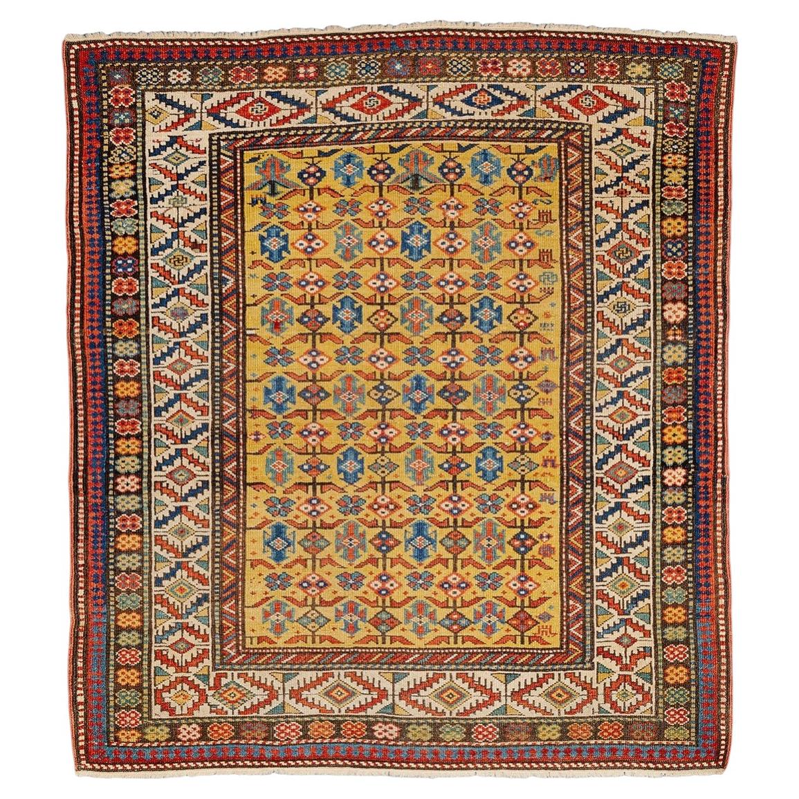 Antique Daghestan Rug, Geometric Motifs, Caucasus