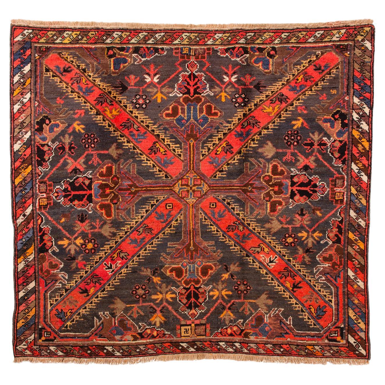 Antique Daghestan Square Little Caucasian Carpet