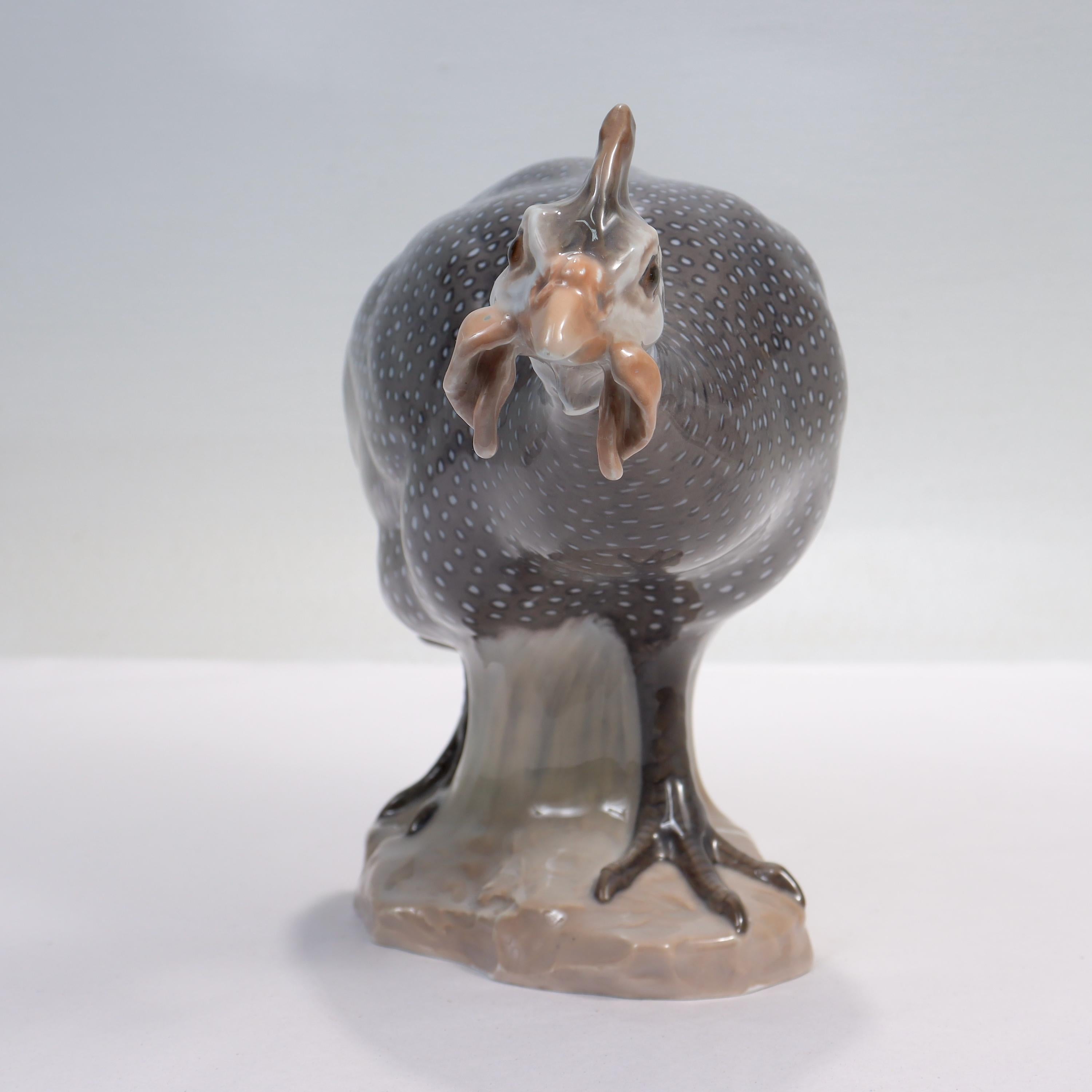 Art Nouveau Antique Dahl Jensen for B&G Guinea Hen Porcelain Figurine Number 1735