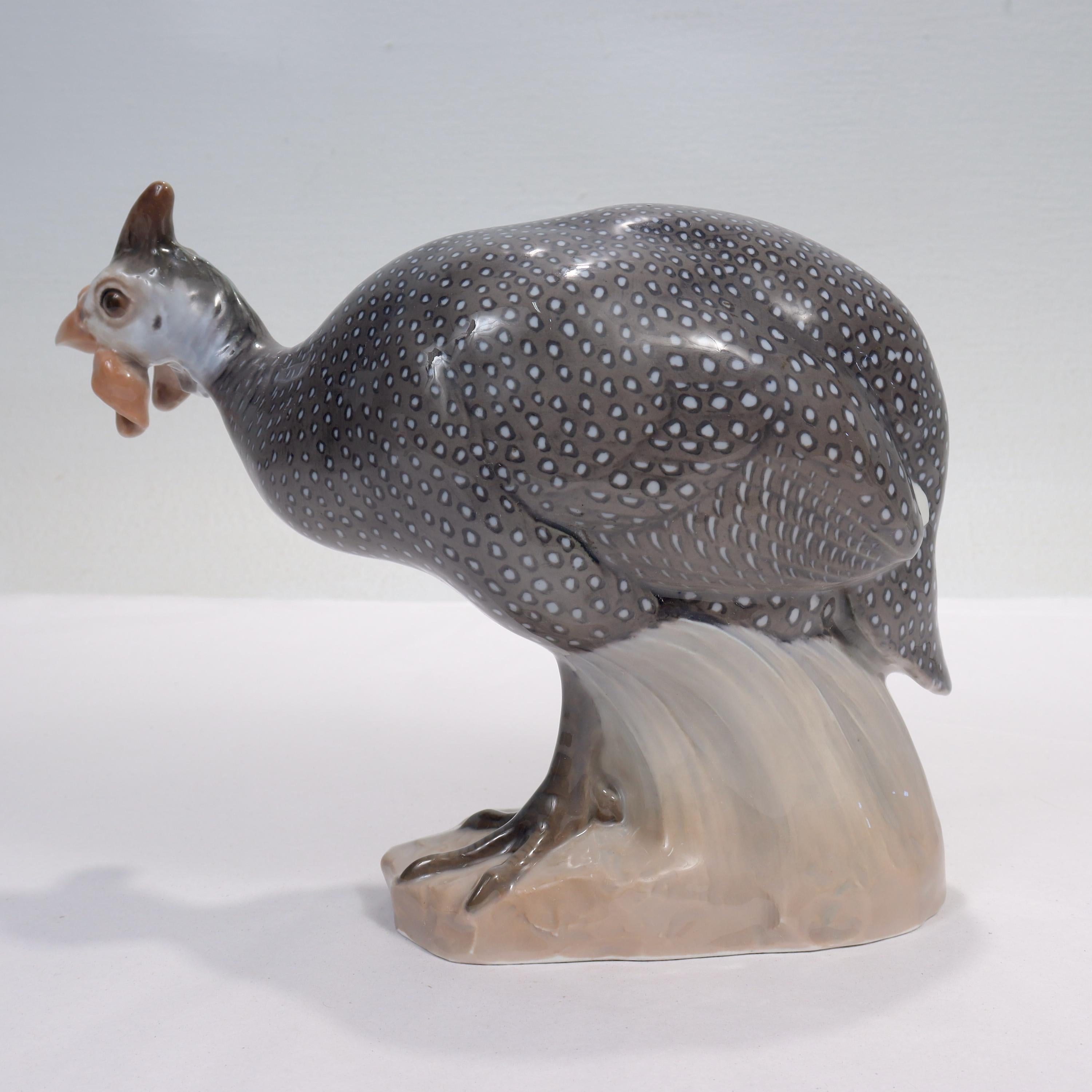 Antique Dahl Jensen for B&G Guinea Hen Porcelain Figurine Number 1735 In Good Condition In Philadelphia, PA