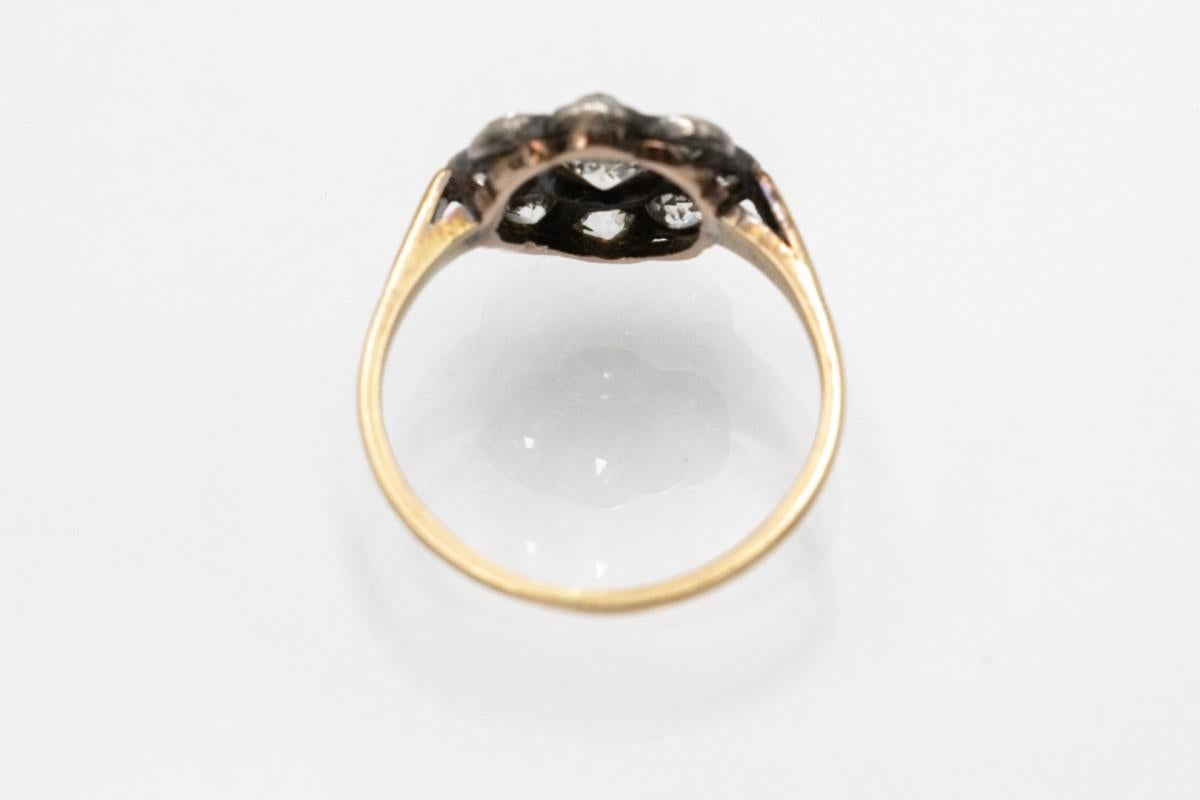 Bague marguerite ancienne avec diamants anciens de taille brillant 1.10ct Pour femmes en vente