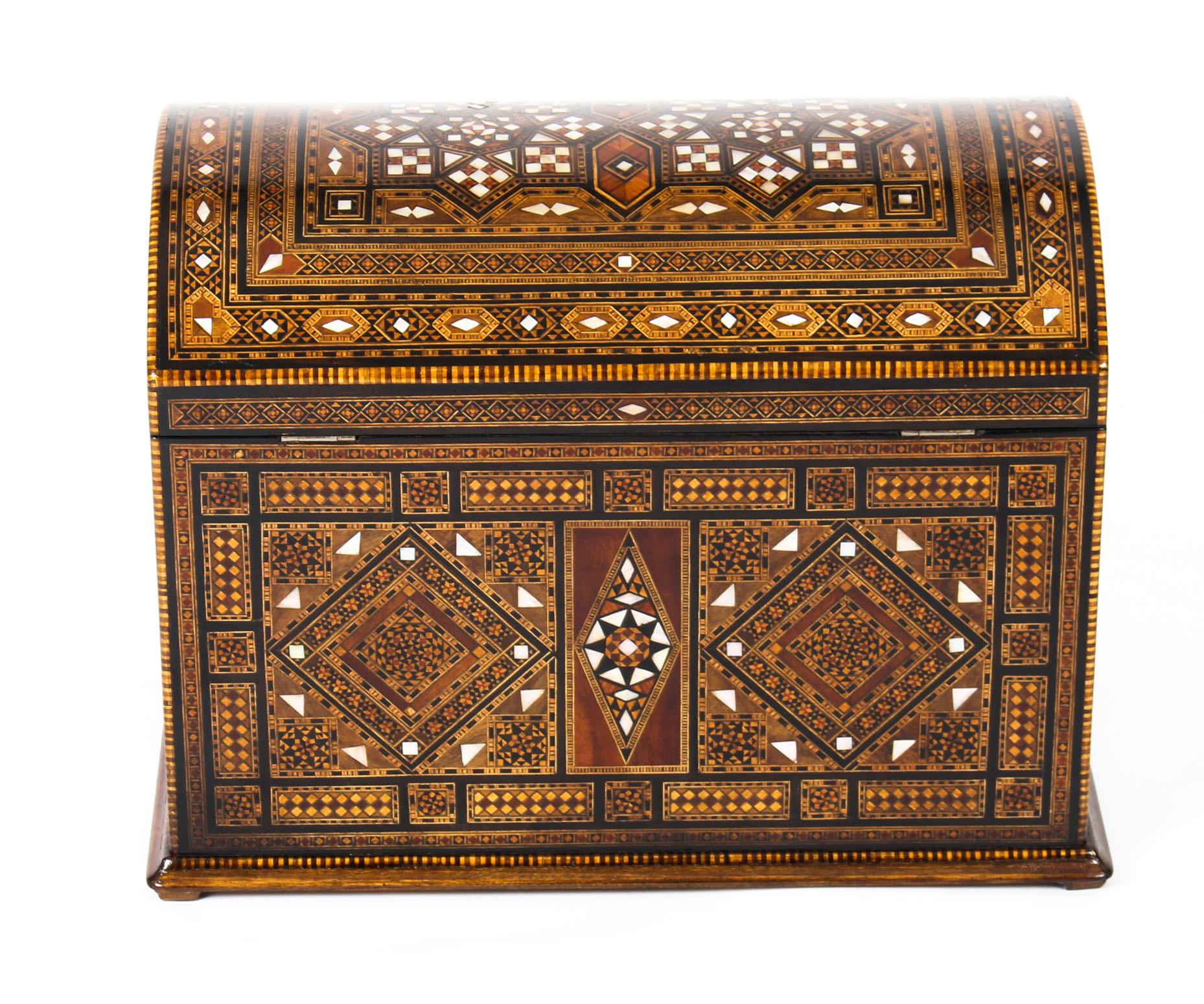 Antique Damascus Mother-of-pearl and Specimen Wood Inlaid Table Chest 3