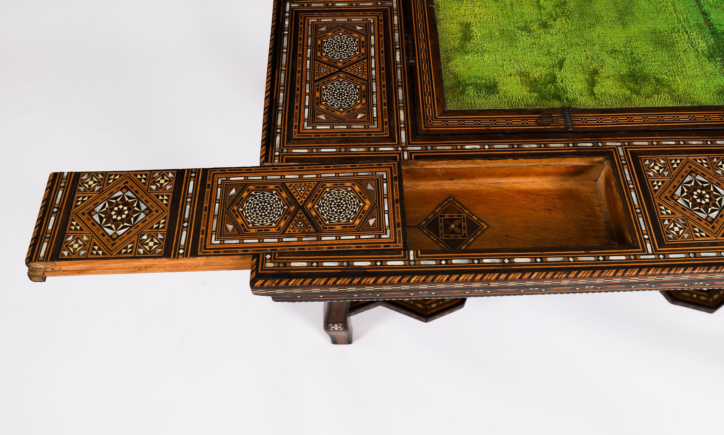 Antique Damascus Syrian Inlaid Card Chess Backgammon Games table 19th Century For Sale 6