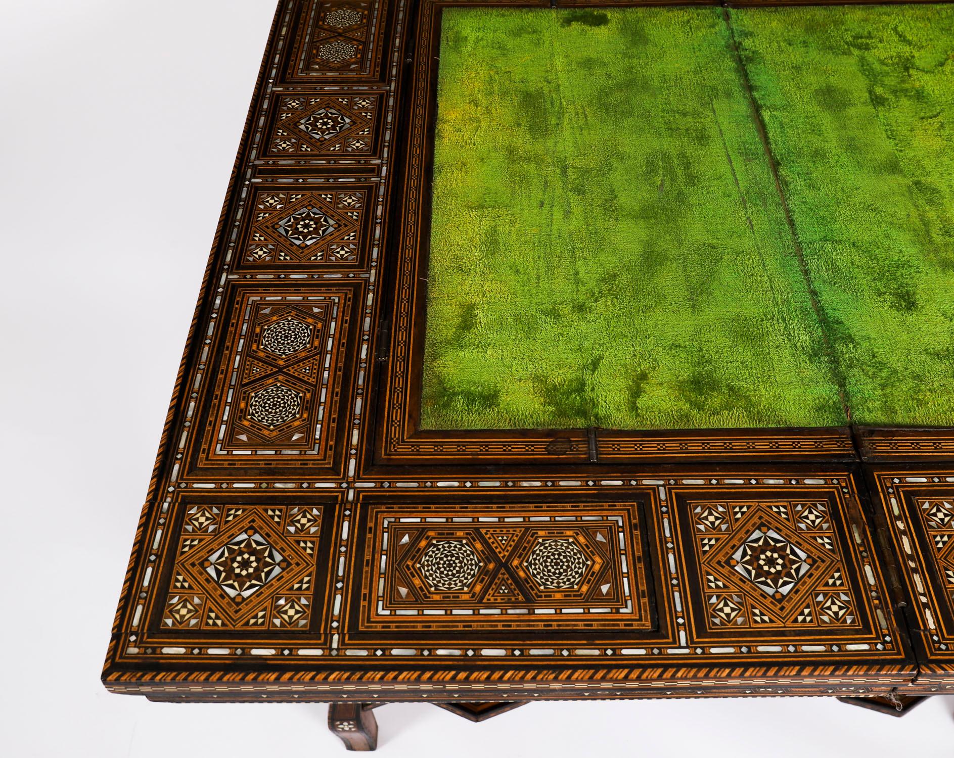 Antique Damascus Syrian Inlaid Card Chess Backgammon Games table 19th Century For Sale 12