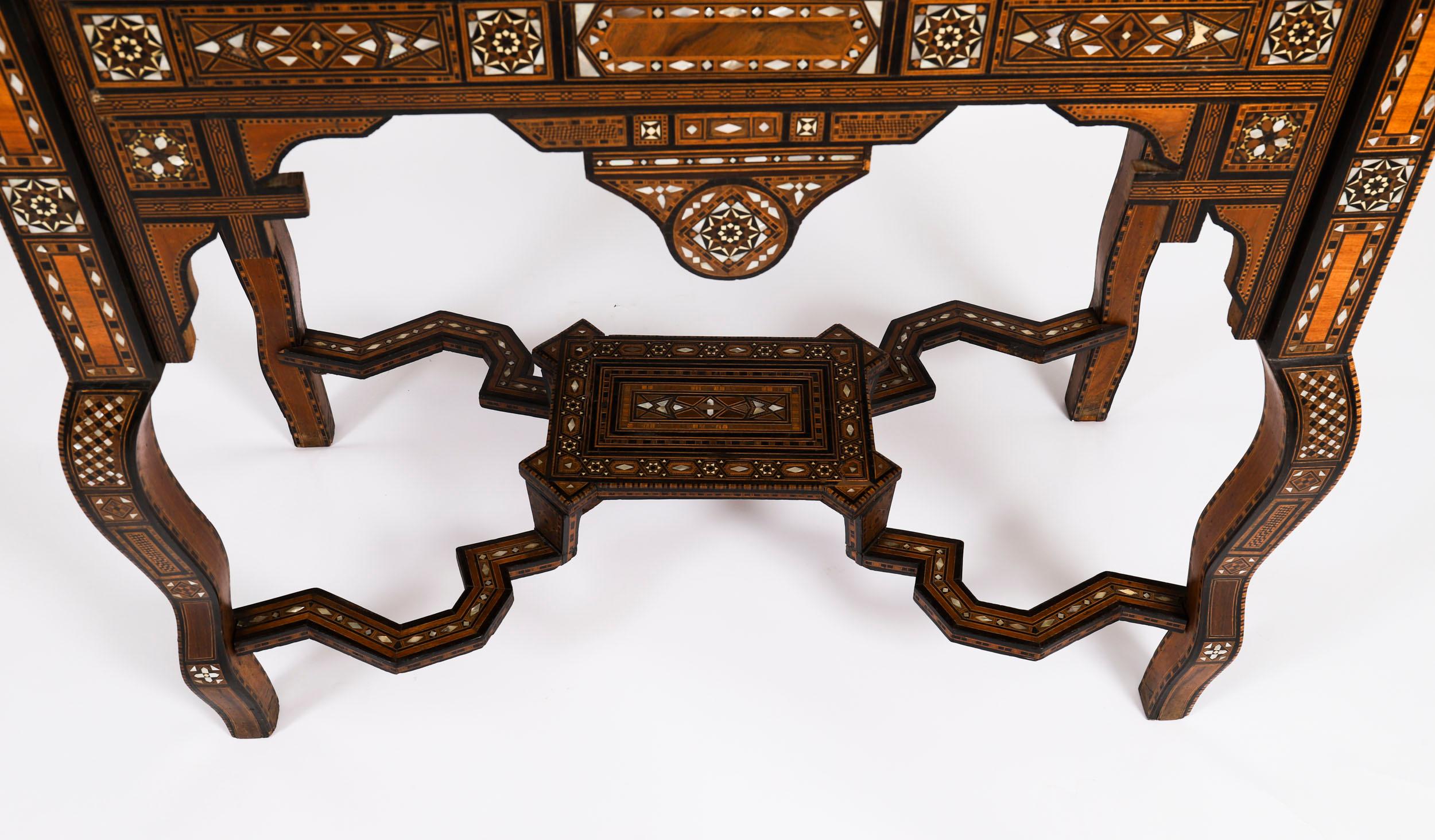 Antique Damascus Syrian Inlaid Card Chess Backgammon Games table 19th Century For Sale 14