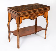 Antique Damascus Syrian Inlaid Card, Chess, Backgammon, Games Table 19th Century